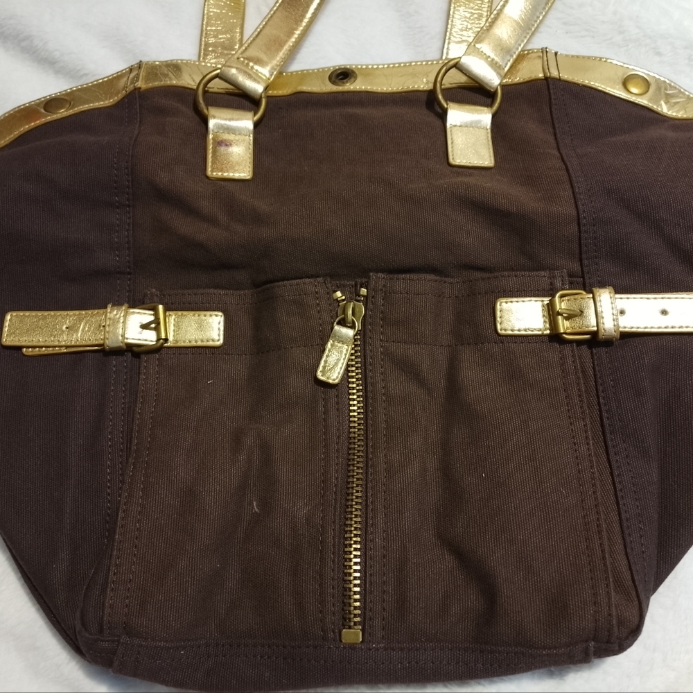 Old Navy Womans Tote Shoulder Bag - Brown & Gold